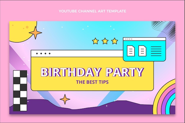 Chaîne Youtube Anniversaire Vaporwave Rétro Dégradé