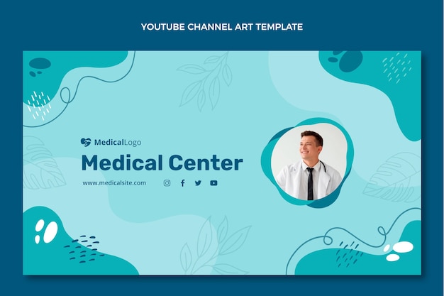 Vecteur gratuit chaîne youtube du centre médical design plat