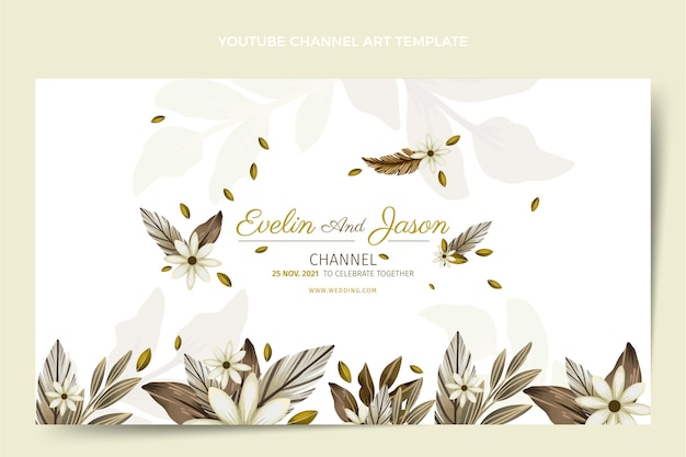 Vecteur gratuit chaîne youtube de mariage bohème aquarelle