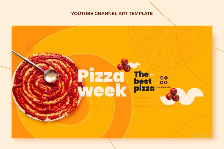 Vecteur gratuit chaîne youtube de nourriture de style plat