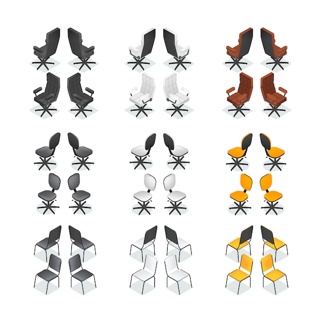 Chaise De Bureau Icon Set