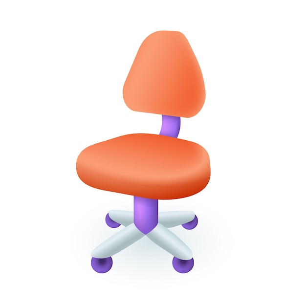 Vecteur gratuit chaise de bureau rouge pour travailler ou étudier l'icône 3d. chaise pour salle de classe, bureau à domicile ou lieu de travail illustration vectorielle 3d sur fond blanc. affaires, éducation, concept de meubles