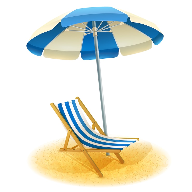 Chaise longue avec illustration de parapluie