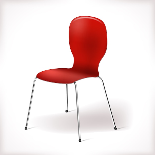 Chaise En Plastique Rouge Isolée