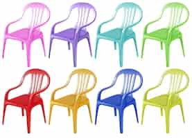 Vecteur gratuit chaises en plastique colorées