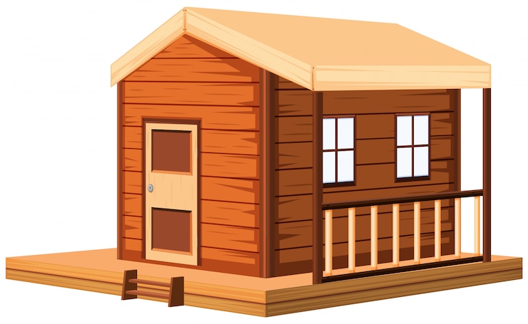 Vecteur gratuit chalet en bois en 3d
