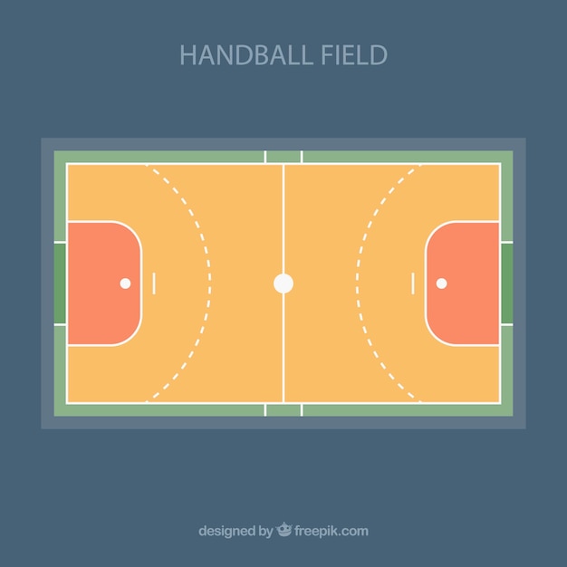 Vecteur gratuit champ de handball avec vue de dessus dans un style plat