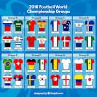 Vecteur gratuit championnat du monde de football avec différents équipements