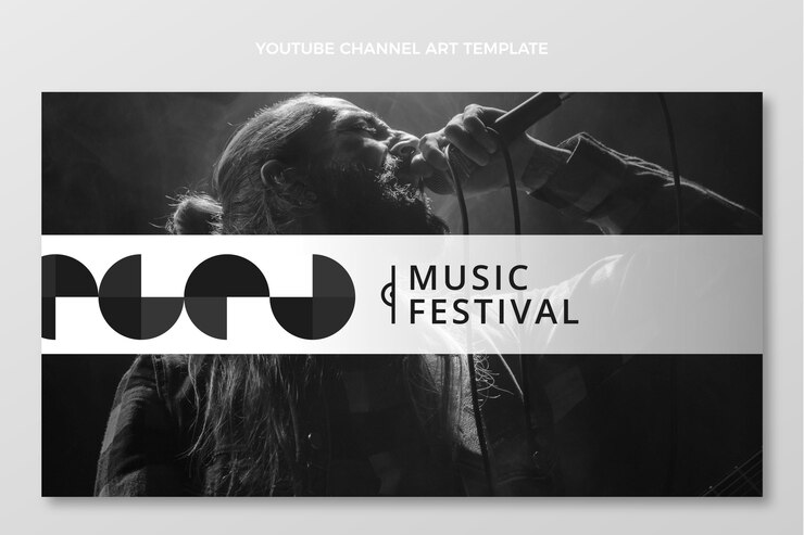 Vecteur gratuit channe du festival de musique minimal plat youtube