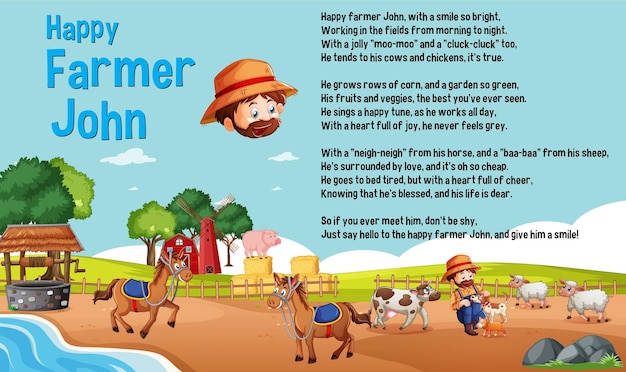 Vecteur gratuit chanson d'histoire happy farmer john pour les enfants