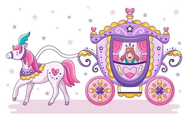 Chariot De Concept De Conte De Fées Avec Princesse