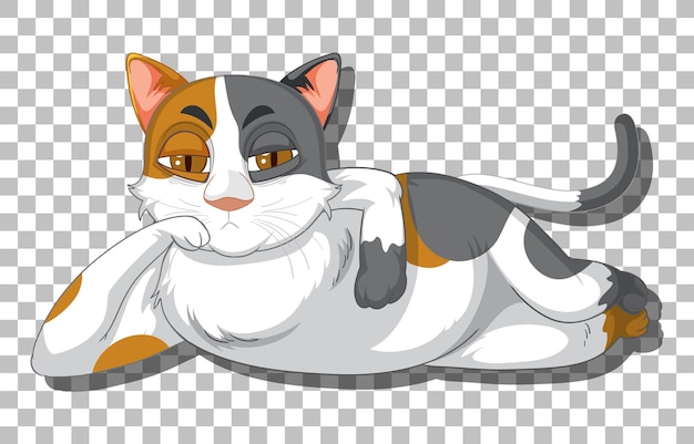 Vecteur gratuit chat couché personnage de dessin animé