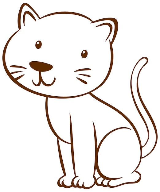 Chat Dans Un Style Simple Doodle