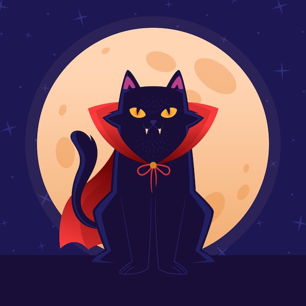 Vecteur gratuit chat d'halloween design plat