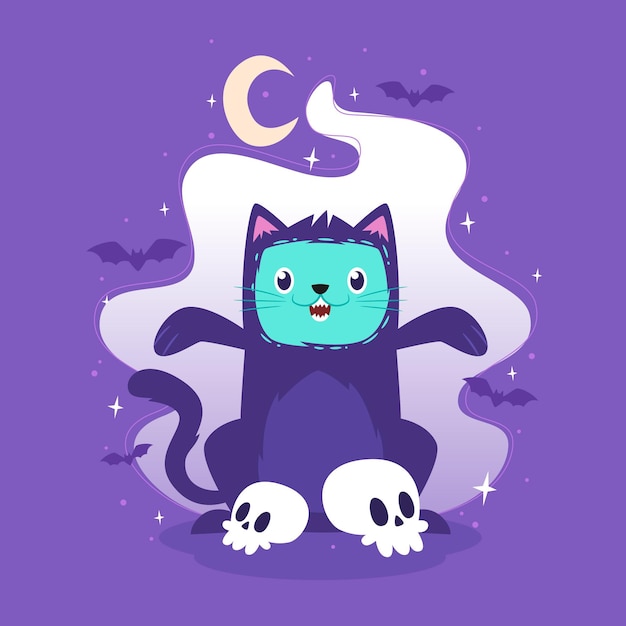 Chat D'halloween Design Plat