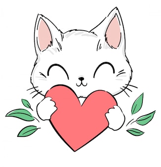 Chat Mignon Et Coeur Conception D Impression Pour Textiles Vetements Pour Bebe Banniere Vecteur Premium Chat Mignon Et Coeur Conception D Impression Pour Textiles Vetements Pour Bebe Banniere Vecteur Premium