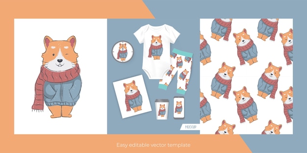 Vecteur gratuit chat mignon pour merch et modèle sans couture