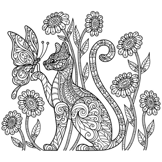 Illustration De Coloriage Animal Adulte Vecteur Gratuite