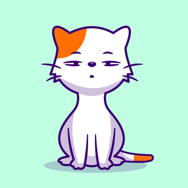 Chat Paresseux Mignon Assis Illustration D'icône De Vecteur De Dessin Animé. Concept d'icône nature animale isolé Premium