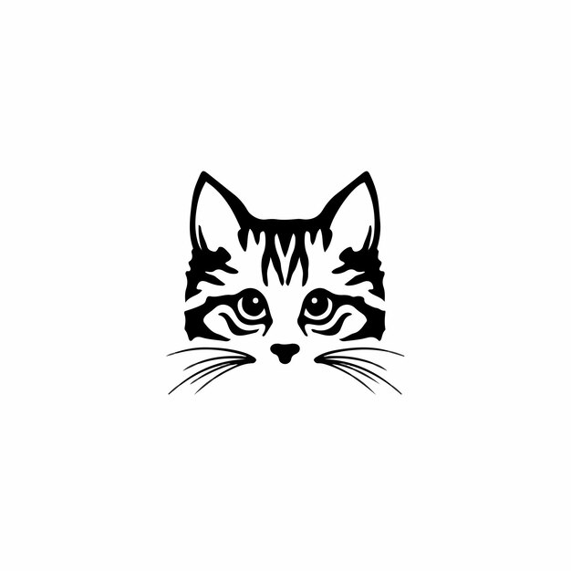 Chat Symbole Logo Conception Tatouage Tribal Pochoir Illustration Vectorielle Vecteur Premium