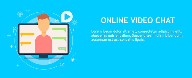 Vecteur gratuit chat vidéo en ligne avec un homme