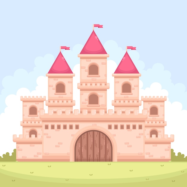 Vecteur gratuit château magique de conte de fées