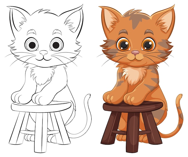 Des Chatons Mignons Sur Des Tabourets Illustration