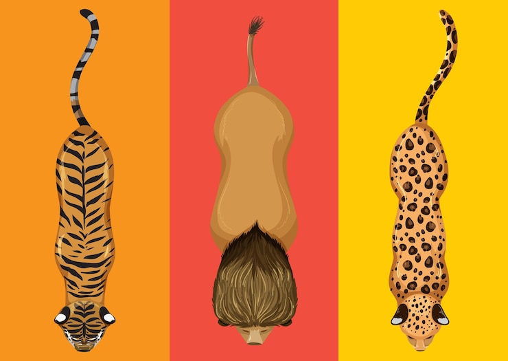 Vecteur gratuit les chats sauvages aux couleurs vives
