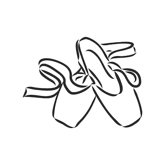 Chaussons de pointe chaussons de ballet illustration vectorielle dessinée à la main chaussons de pointe de symbole de studio de danse de ballet