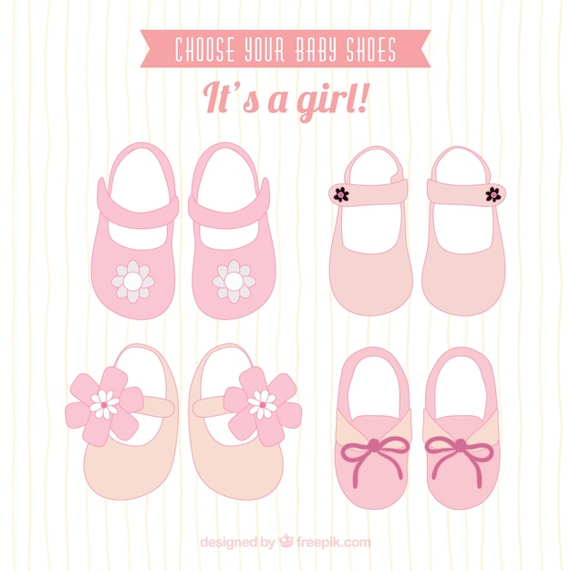 Vecteur gratuit chaussures de bébé rose