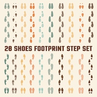 Vecteur gratuit chaussures footprints colorful tracks set