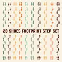 Vecteur gratuit chaussures footprints colorful tracks set