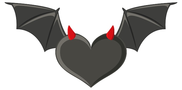 Vecteur gratuit chauve-souris rouge avec forme de coeur sur fond blanc