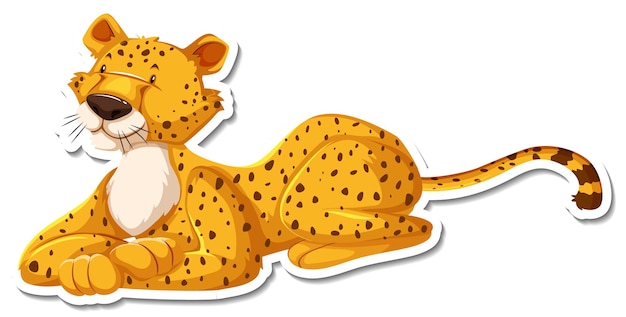 Cheetah Couché Personnage De Dessin Animé Sur Fond Blanc