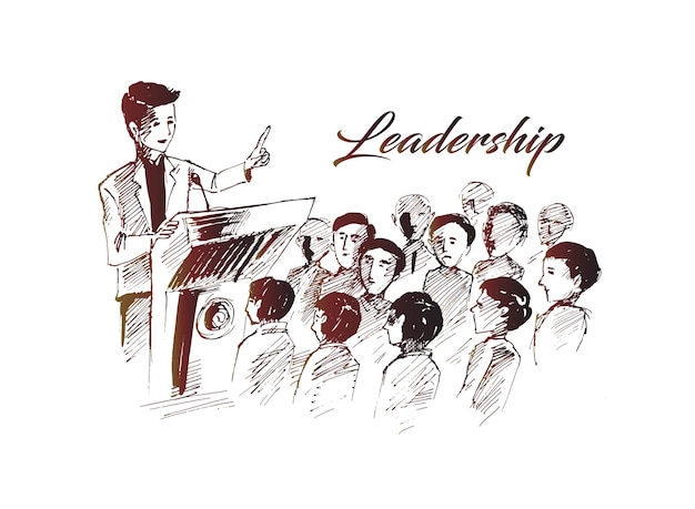 Chef Et Un Concept De Leadership D'hommes D'affaires Ou De Politiciens De Foule D'équipe