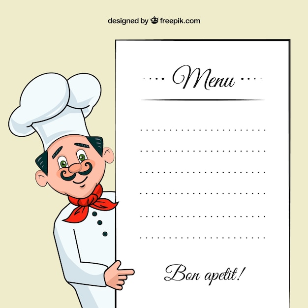 Chef De Cuisine Illustration Avec Un Modèle De Menu