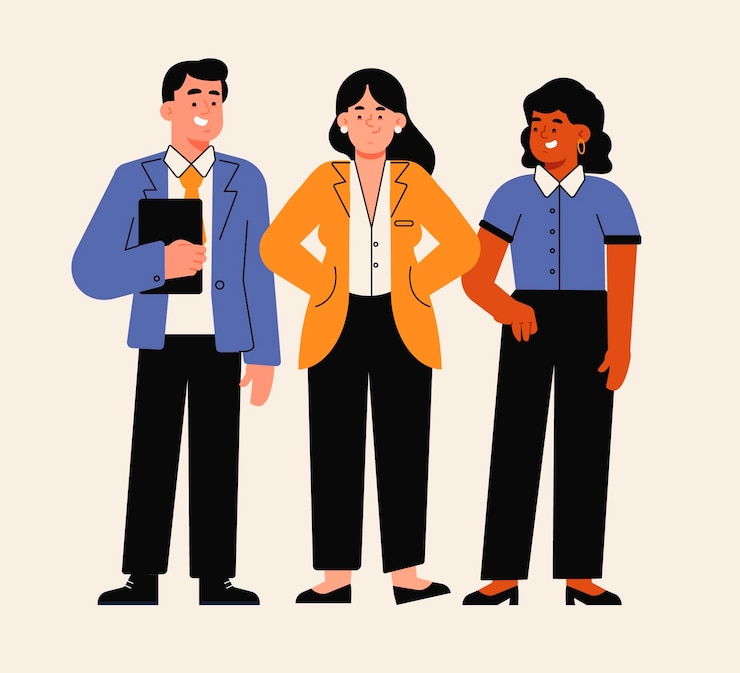 Vecteur gratuit chef d'équipe féminin dessiné à la main