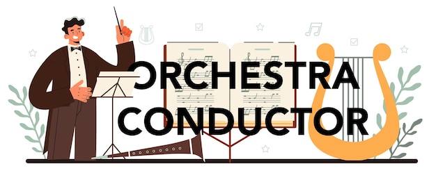 Chef d'orchestre en-tête typographique chef d'orchestre et symphonie