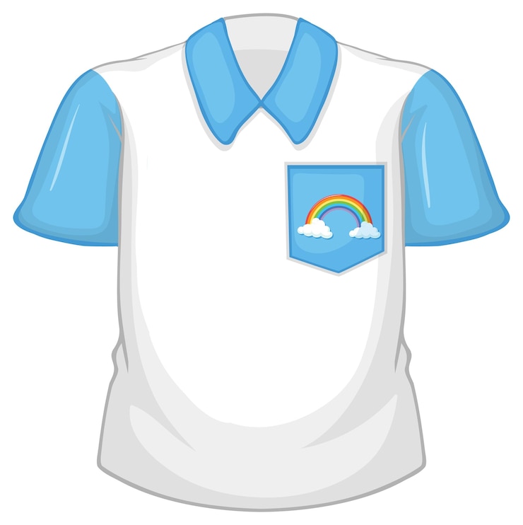Vecteur gratuit une chemise blanche à manches bleues sur fond blanc