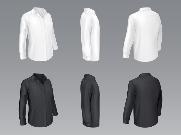 Chemises classiques pour hommes en noir et blanc, chemisier pour femme