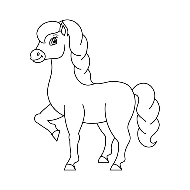 Cheval Court Au Trot Livre De Coloriage Le Cheval Court Au Trot Livre De Coloriage Tinker Est Un Cheval De Race Vecteur Premium