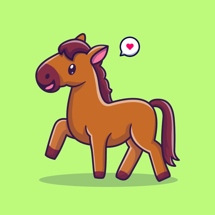 Vecteur gratuit cheval mignon marchant dessin animé vecteur icône illustration nature animale icône concept isolé prime