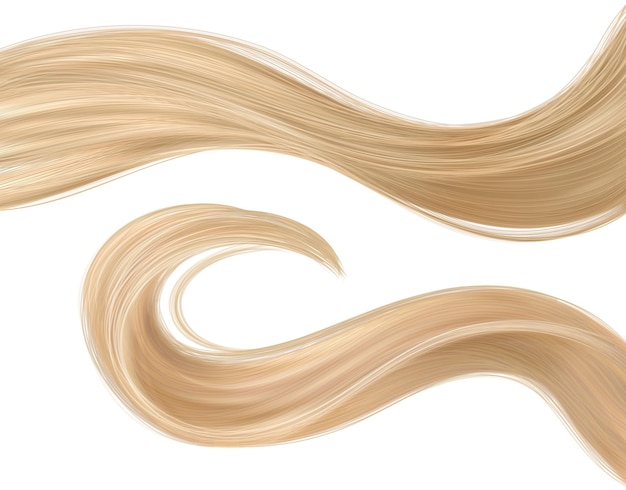 Un cheveu blond réaliste en 3D avec un vecteur de boucle