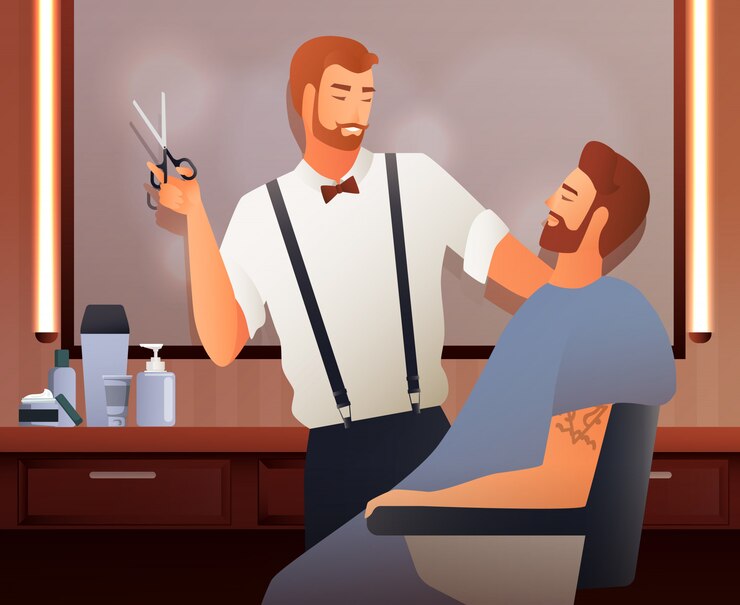 Vecteur gratuit chez flat hairdressers composition