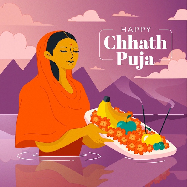 Chhath Puja Dessiné à La Main