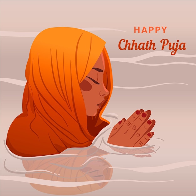 Vecteur gratuit chhath puja dessiné à la main