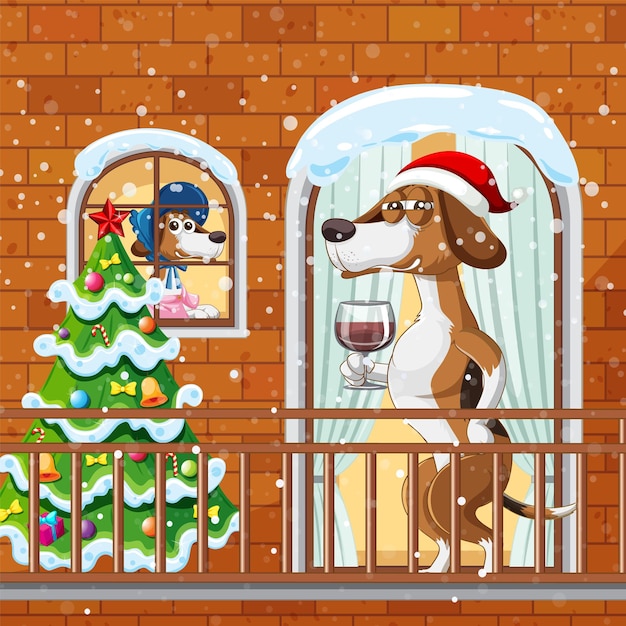 Un Chien Beagle Célébrant Noël