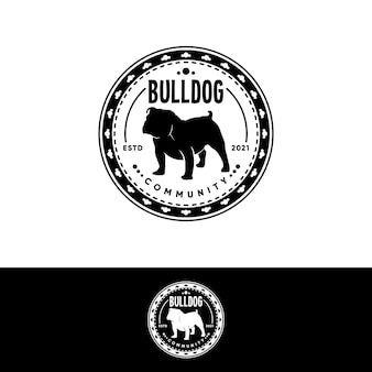 Chien communauté emblème bulldog logo cercle design inspiration