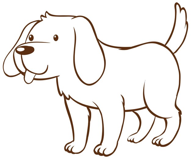 Chien dans un style simple doodle sur fond blanc