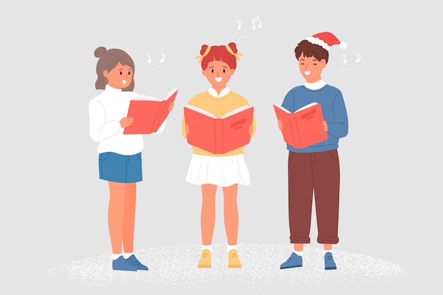 Chœur de personnes chantant des chants de Noël